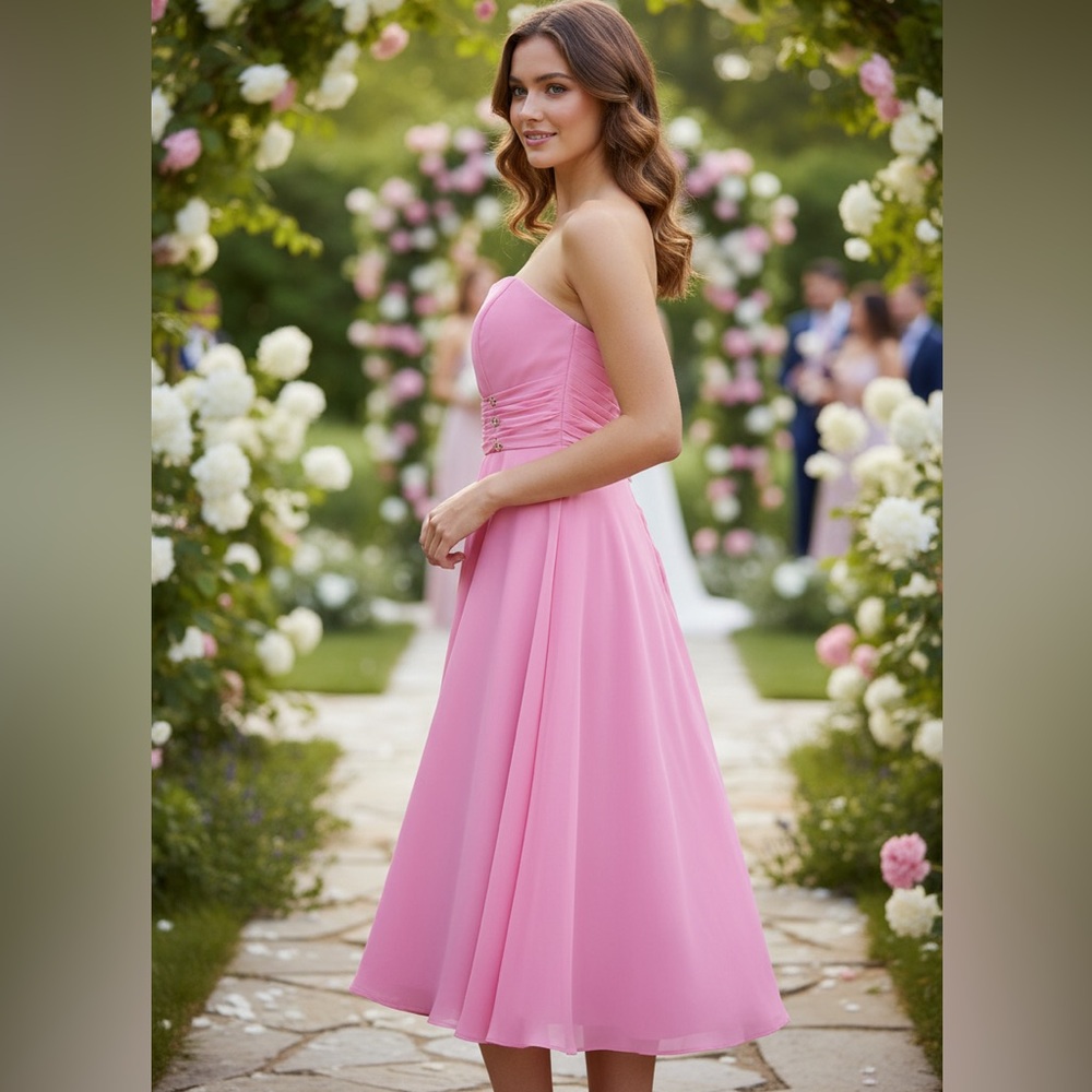Bridesmaid or Prom Dress Pink Handmade in Vietnam size Medium Bin 0 - Picture 6 of 12
